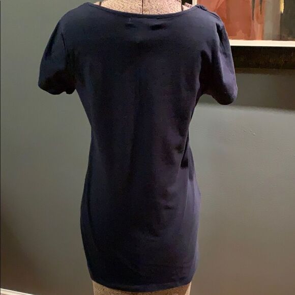 RXB crocheted crystal bead yoke shirt sleeve T NWT - Picture 4 of 5